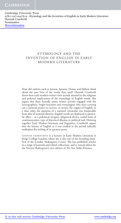 ETYMOLOGY AND THE INVENTION OF ENGLISH IN EARLY