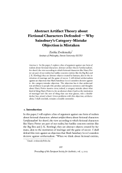 Abstract Artifact Theory about Fictional Characters Defended — Why
