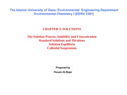 CHAPTER 3: SOLUTIONS The Solution Process, Solubility and