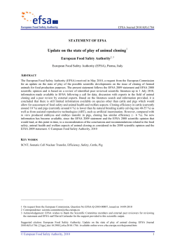 Update on the state of play of animal cloning