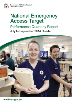 Performance Quarterly Report &ndash; July to September 2014 Quarter