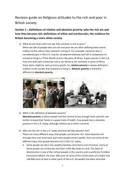 Revision guide on Religious attitudes to the rich and poor in British