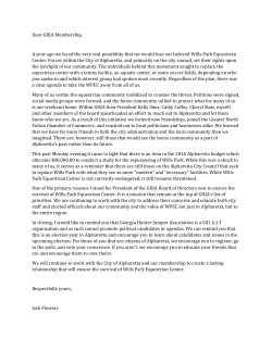 Dear GHJA Membership, A year ago we faced the very real