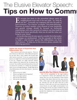 The Elusive Elevator Speech