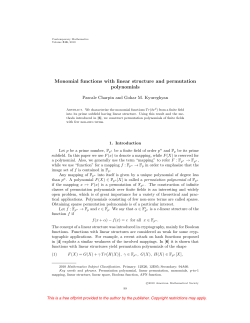 Monomial functions with linear structure and permutation