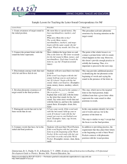 Sample Lesson for Teaching the Letter