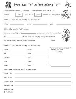 Suffix Rule drop e when adding suffixes al and ing