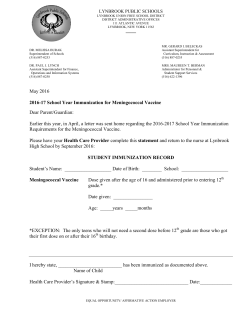 Meningococcal Vaccine Memo