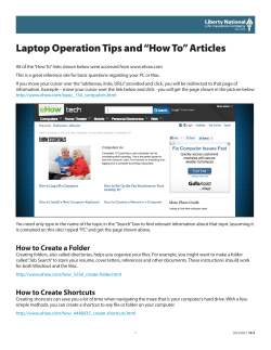 Laptop Operation Tips and &ldquo;How To&rdquo; Articles