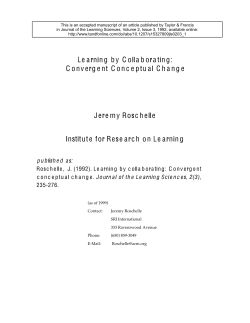 Convergent Conceptual Change Jeremy Roschelle Institute for