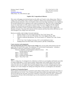 Professor Anne E. Fernald T/F 11:30-12:45, LL 520 Fall 2010 office