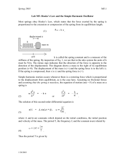 Lab M5: Hooke`s Law and the Simple Harmonic Oscillator