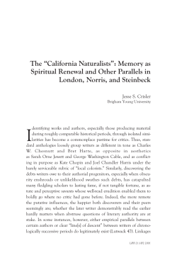The &ldquo;California Naturalists&rdquo;: Memory as Spiritual Renewal and Other
