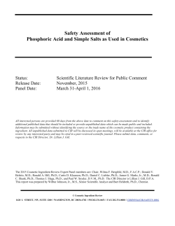 Safety Assessment of Phosphoric Acid and Simple Salts as Used in