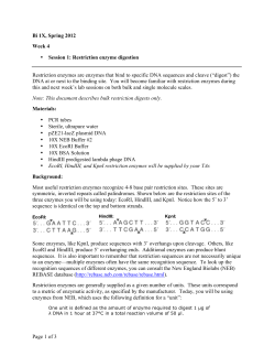 Page 1 of 3 Bi 1X, Spring 2012 Week 4 &bull; Session 1: Restriction