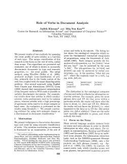 Role of Verbs in Document Analysis