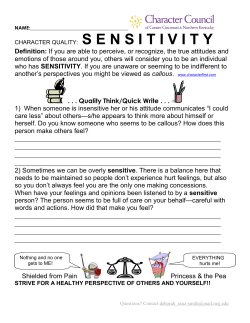Activity Pages on Sensitivity - Character Council of Cincinnati