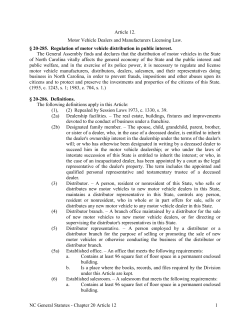 20-285. Regulation of motor vehicle distribution