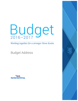 Budget Address - Government of Nova Scotia