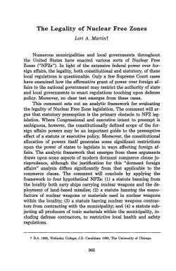 The Legality of Nuclear Free Zones - Chicago Unbound