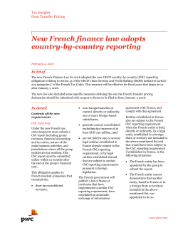 New French finance law adopts country-by-country reporting