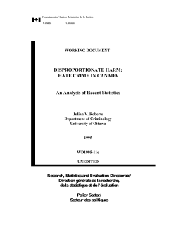 DISPROPORTIONATE HARM: HATE CRIME IN CANADA An