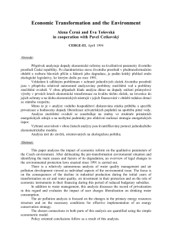 Economic Transformation and the Environment - Cerge-Ei