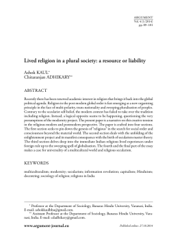 Lived religion in a plural society: a resource or liability