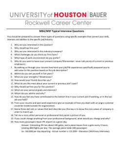MBA/MSF Typical Interview Questions