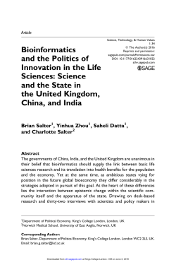 Bioinformatics and the Politics of Innovation in the Life Sciences