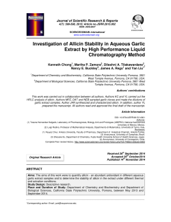 Investigation of Allicin Stability in Aqueous Garlic Extract by High