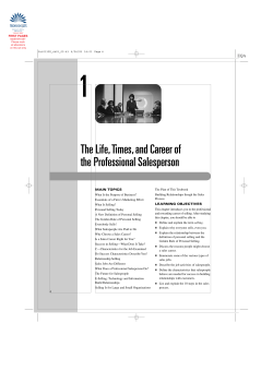 The Life, Times, and Career of the Professional Salesperson