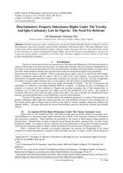 Discriminatory Property Inheritance Rights Under The Yoruba And