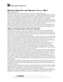 Historical Minorities and Migrants: Foes or Allies?