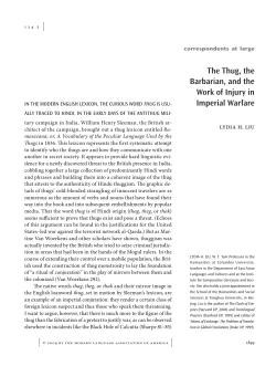 The Thug, the Barbarian, and the Work of Injury in Imperial Warfare