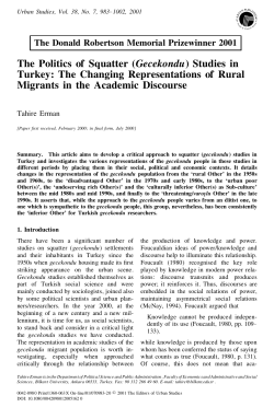 The Politics of Squatter (Gecekondu) Studies in Turkey: The