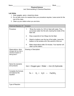 Iron + Oxygen gas + Water &rarr; Iron (II) Hydroxide Fe + O​2​ + H​2