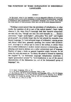 THE FUNCTIONS OF WORD DUPLICATION IN INDONESIAN