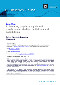 Articulating psychoanalysis and psychosocial studies: limitations