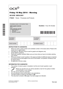 Question paper - Unit F792/01 - Rocks - Processes and