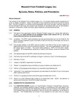 Wasatch Front Football League, Inc. By-Laws, Rules
