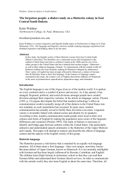 The forgotten people: a dialect study on a Hutterite colony in East