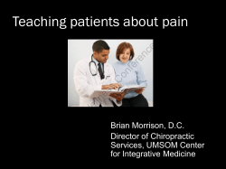 Teaching patients about pain - Center for Integrative Medicine