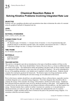 Chemical Reaction Rates II Solving Kinetics