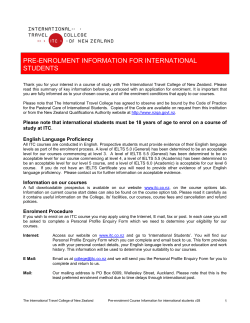 Pre-Enrolment Information - International Travel College