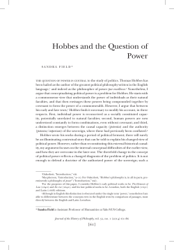Hobbes and the Question of Power