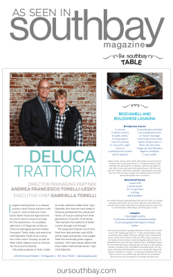 As Seen in Southbay Magazine - Deluca TrattoriaDeluca Trattoria