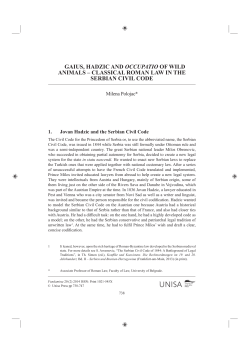 GAIUS, HADZIC AND OCCUPATIO OF WILD ANIMALS