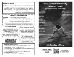4th Sunday of Lent - WCU Catholic Newman Center