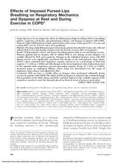 Effects of Imposed Pursed-Lips Breathing on Respiratory Mechanics